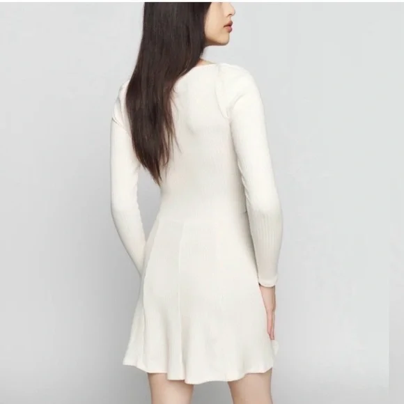 Reformation Cream Long Sleeve Dress - Picture 3 of 8